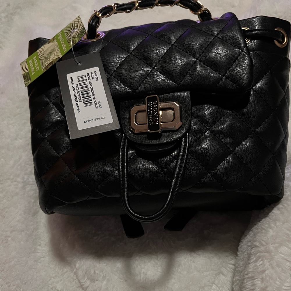 Badgley Mischka Black Quilted Backpack